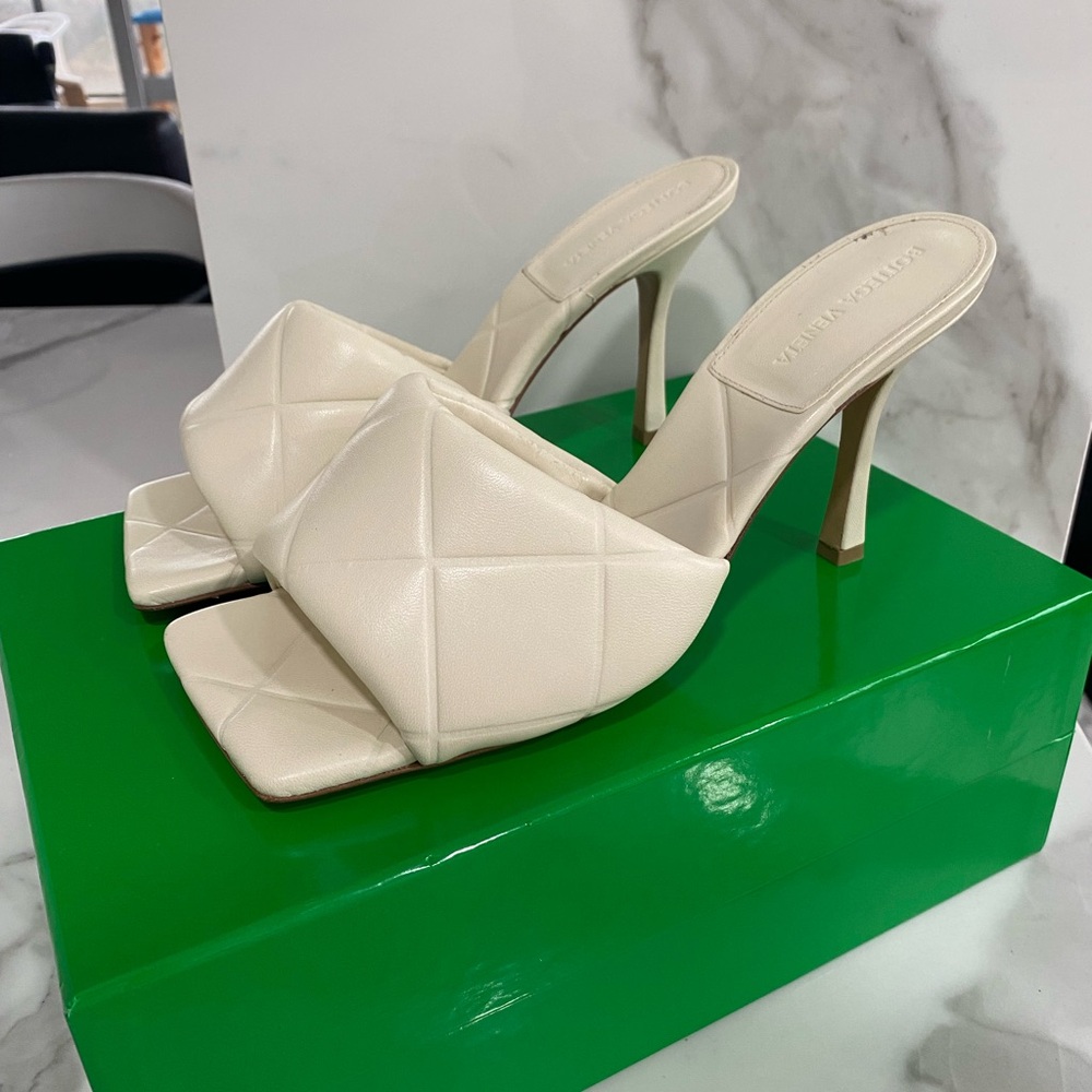 Bottega Veneta 90mm Xl Quilted Leather Slide Sea Salt